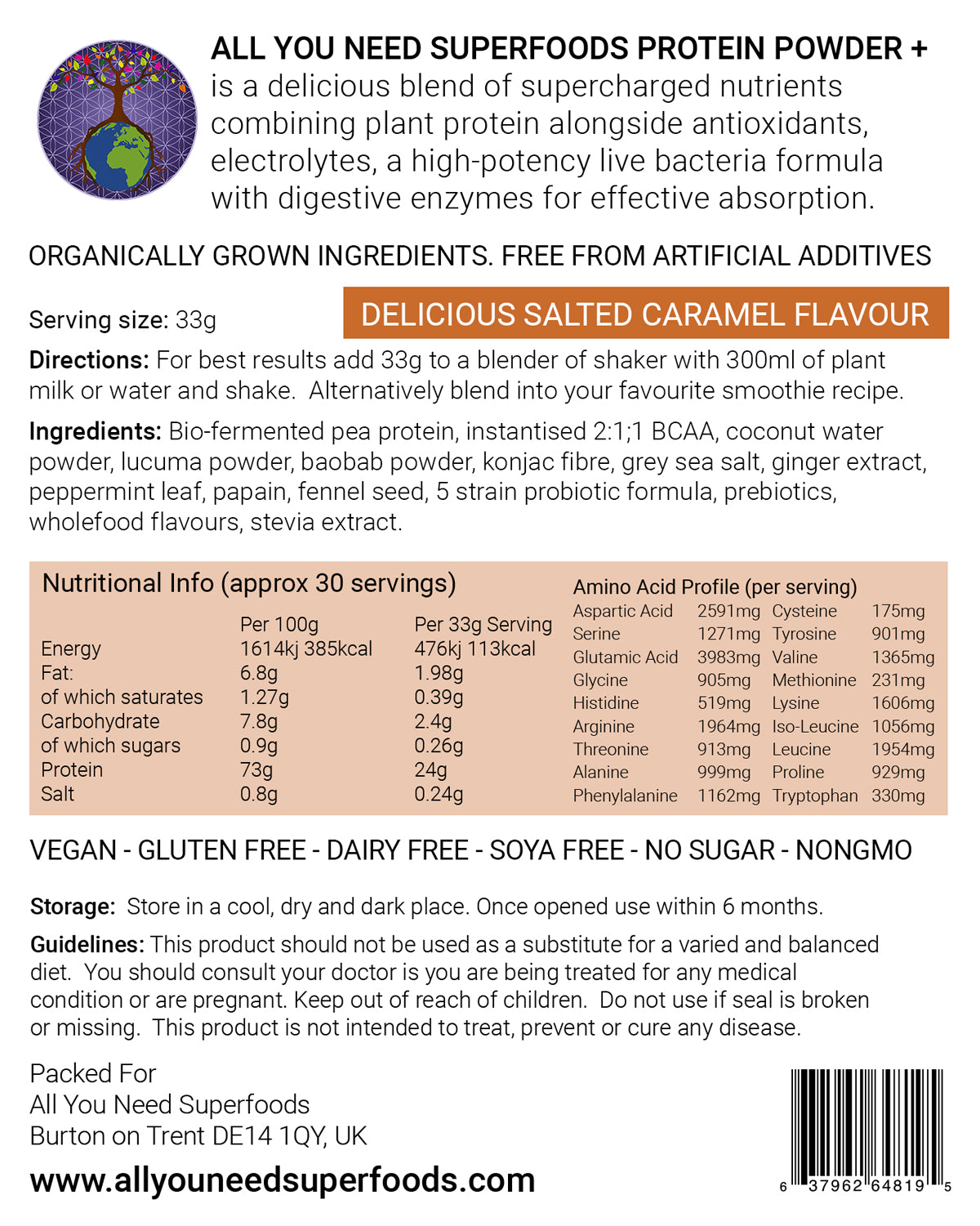 Protein Powder + 1kg  Salted Caramel / Chocolate flavour